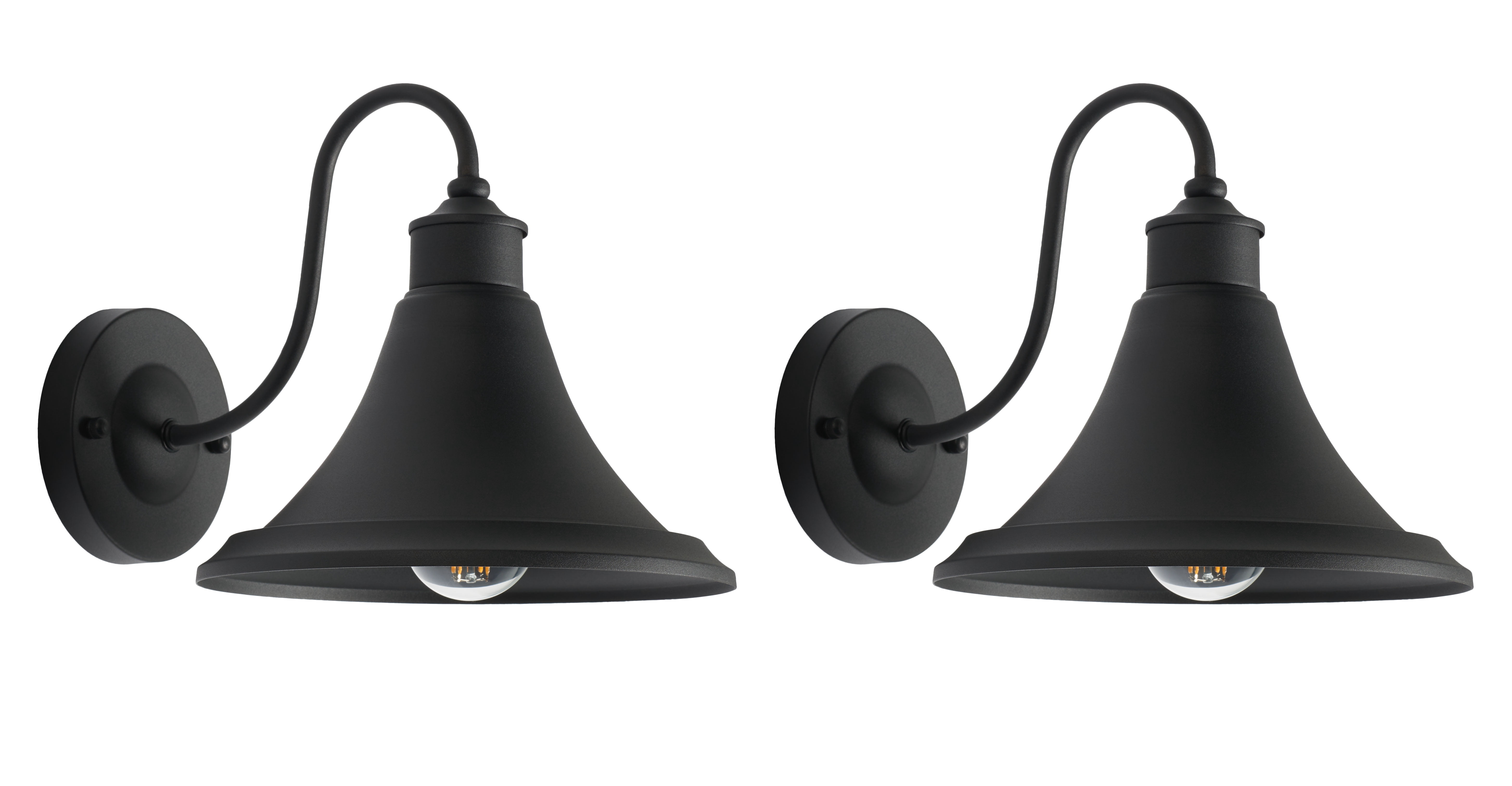 SAFAVIEH Graylyn 2-Light A19 Black Steel Wall Sconce with Black Shade, Set of 2