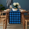 thumbnail image 2 of Black Blue Plaid Table Runner - 60 Inch Long, Kitchen Dining Table Runner Dresser Scarves, Country Buffalo Checked Gingham Farmhouse Decor for Coffee Tables Wedding Party Banquet, 2 of 8