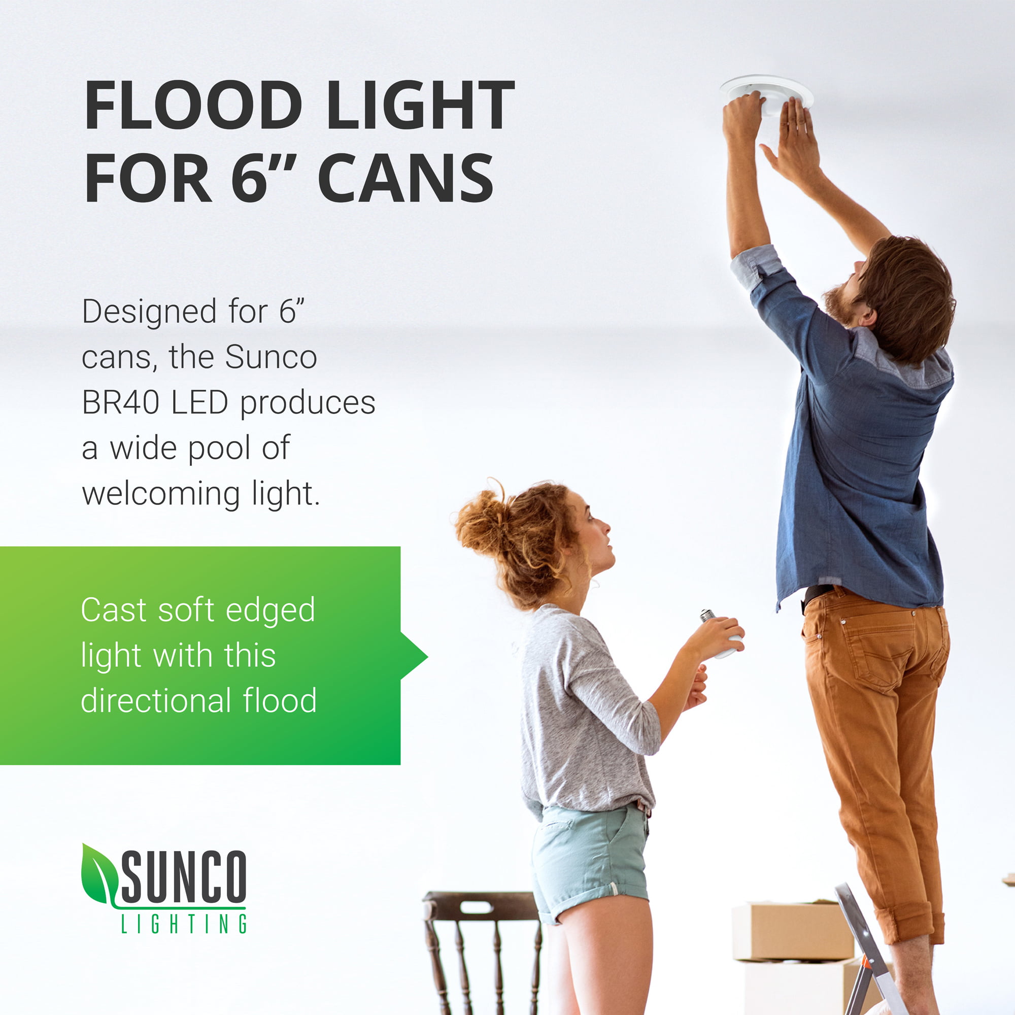 Sunco 10 Pack BR40 Dimmable Flood LED Light Bulb 17W 6000K Deluxe Daylight 
