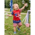 thumbnail image 6 of BemeyourBBs Toddler Baby Boys Girls 4th of July Outfit Patriotic Independence Day Baby Summer Clothes Short Sleeve American Bro Letter Sunglasses Print T Shirt Tops Stars Stripe Shorts Set, 6 of 9