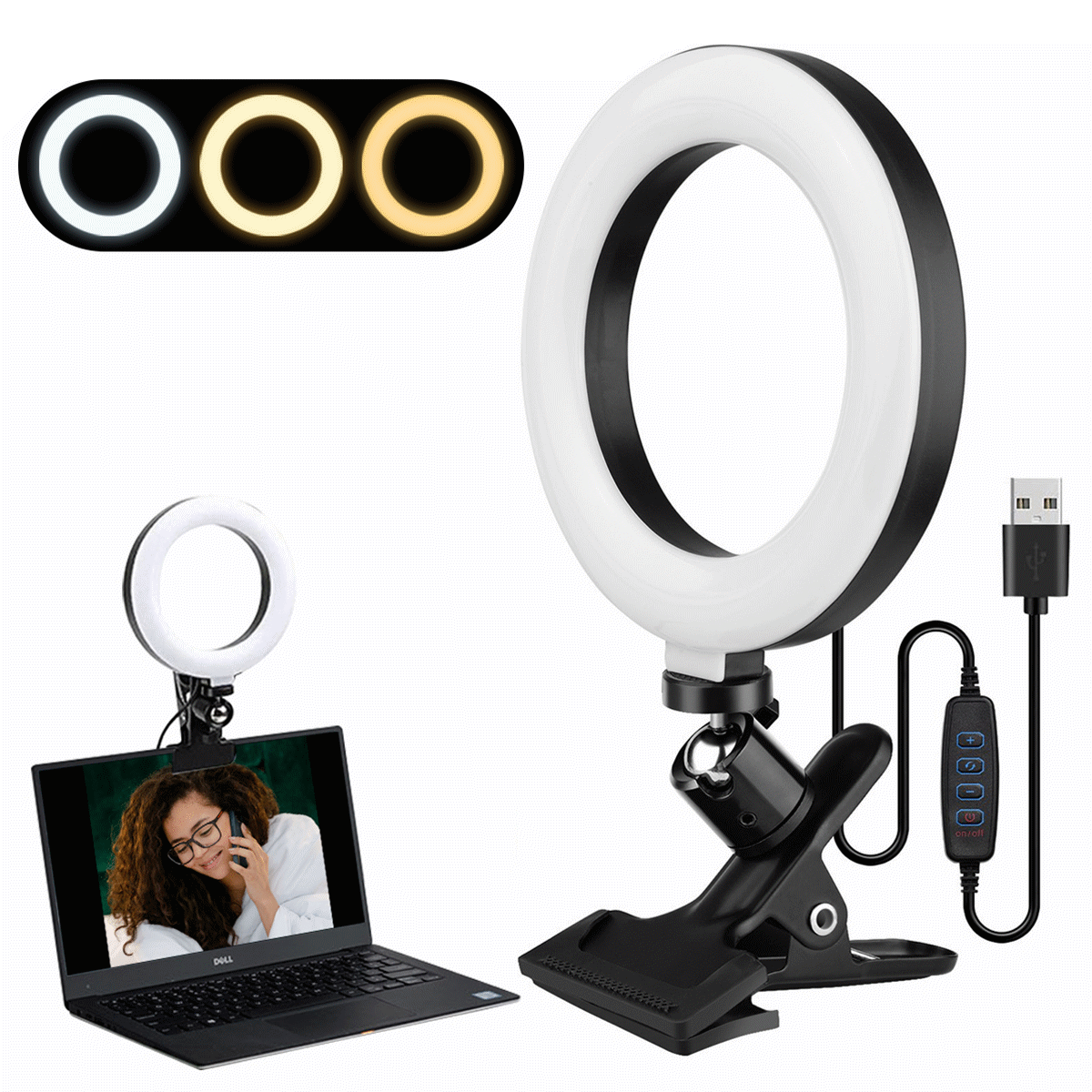 HQZY 6” LED Ring Light Dimmable LED Circle Light for YouTube/Tiktok