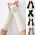 thumbnail image 2 of Opolski 1 Pair Women Gloves Twist Pattern Solid Color Autumn Winter Thick Warm Oversleeve Arm Warmer for Riding, 2 of 8