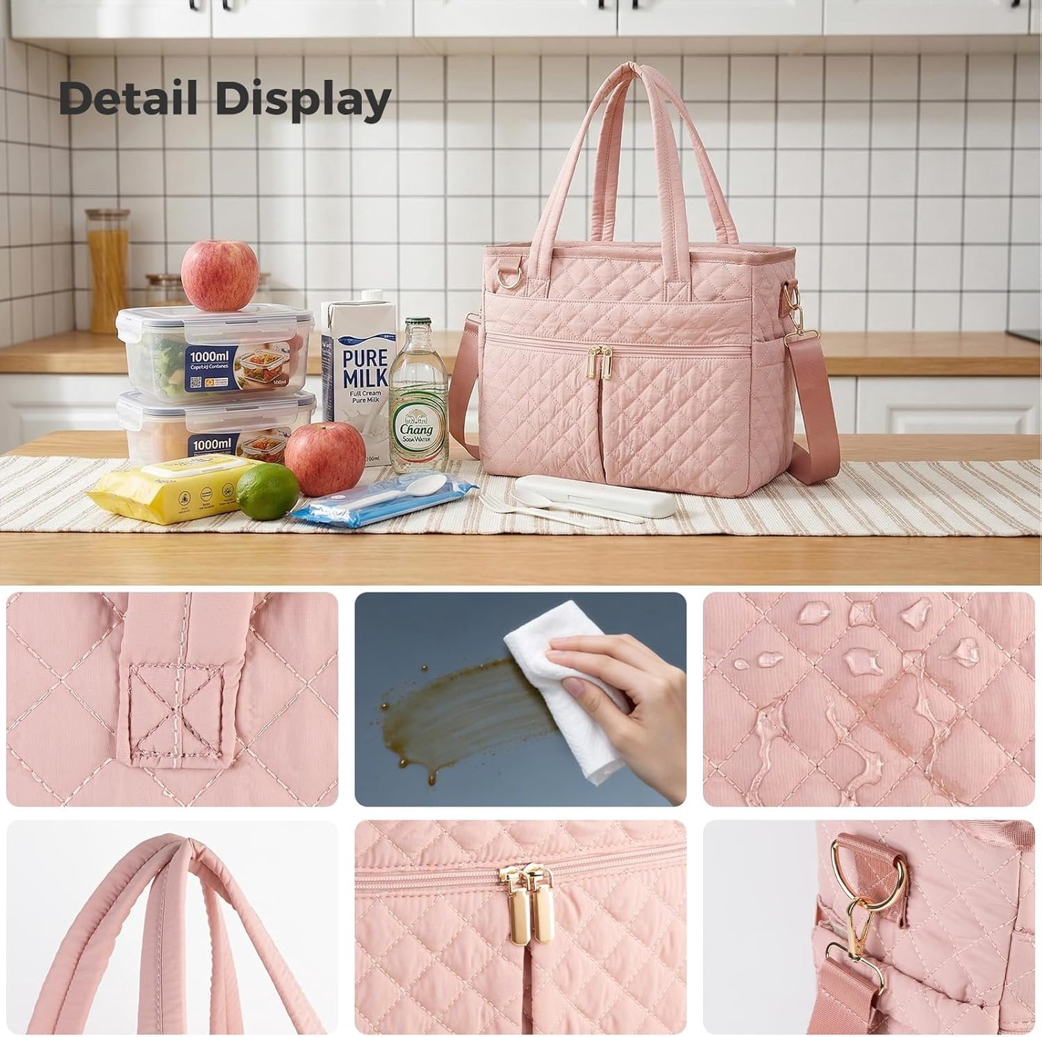 Extra-large lunch bag, Lunch box insulated for women tote bag, Soft Cooler Bag for Work Outdoor Picnic Trips
