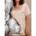 thumbnail image 6 of Avidlove Women's Satin Silk Pajama Set Short Sleeve Pj Tops with Short Sleepwear Two Piece Loungwear Soft Matching Lounge Sets S-XXL, 6 of 9