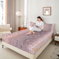 thumbnail image 4 of Homewish Fashion Western Aztec Twin Sheet Sets for Female, Abstract Stripes Ombre Twin Fitted Sheet, Pink Hippie Triangle Flat Sheet, Super Cozy Room Decor, 3-Piece, 4 of 7