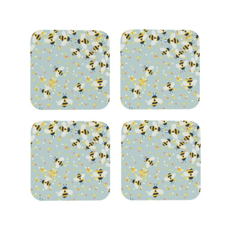

Tideii Bees for Leather Coasters 4 Pieces Anti-fouling and Anti-scalding Decorative Coasters Suitable for Restaurants Kitchens Coffee Shops-Square
