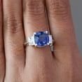 thumbnail image 5 of Cushion Cut Tanzanite Ring, 925 Sterling Silver Engagement Ring, Princess Diamond Ring, Handmade Jewelry, Anniversary Gift, Proposal Ring, 5 of 5