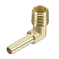 thumbnail image 1 of Unique Bargains Brass 1/4' Barb x 1/4 NPT Male Thread Right Angle Elbow Hose Fitting, 1 of 6