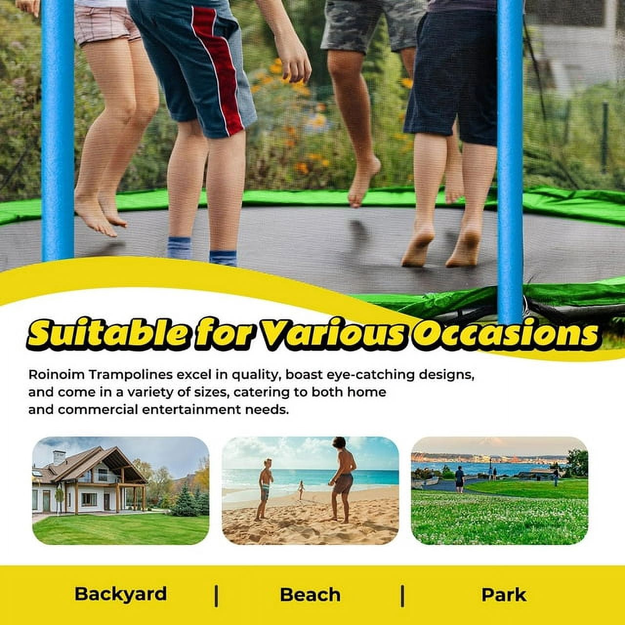 SOGES 12ft Trampolines with Slide and Swing, Basketball Hoop, 4–7 Kids