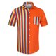 thumbnail image 1 of Lars Amadeus Camisa hawaiana de manga corta con botones y patchwork a rayas de verano para hombre Naranja multicolor L, 1 of 6
