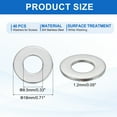 thumbnail image 2 of 40 Pcs M8.5 304 Stainless Steel Flat Washers 8.5mm ID 18mm OD 1.2mm Thick, Silver, 2 of 6