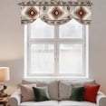 thumbnail image 2 of Brown Gray Boho Tie Up Valance Curtains for Windows, Kitchen Curtains Window Treatments, Southwestern Ethnic Abstract Geometric Short Window Shades Valances for Bedroom Bathroom Cafe 42"x18", 2 of 8