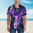thumbnail image 2 of Sikiie Purple Pattern White Tiger Print Men's Hawaiian Shirt, Summer Beach Button Pocket Short Sleeve T-Shirt,XX-Large, 2 of 7