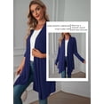 thumbnail image 6 of Xuanfei Women Solid Color Open Front Long Sleeve Irregular Long Cardigan, 6 of 7