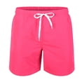 thumbnail image 2 of HOWPAY Mens Swim Trunks Summer Solid Color Quick Dry Elastic Waist Drawstring Beach Shorts Breathable Athletic Casual Bathing Suit Hot Pink XXL, 2 of 4