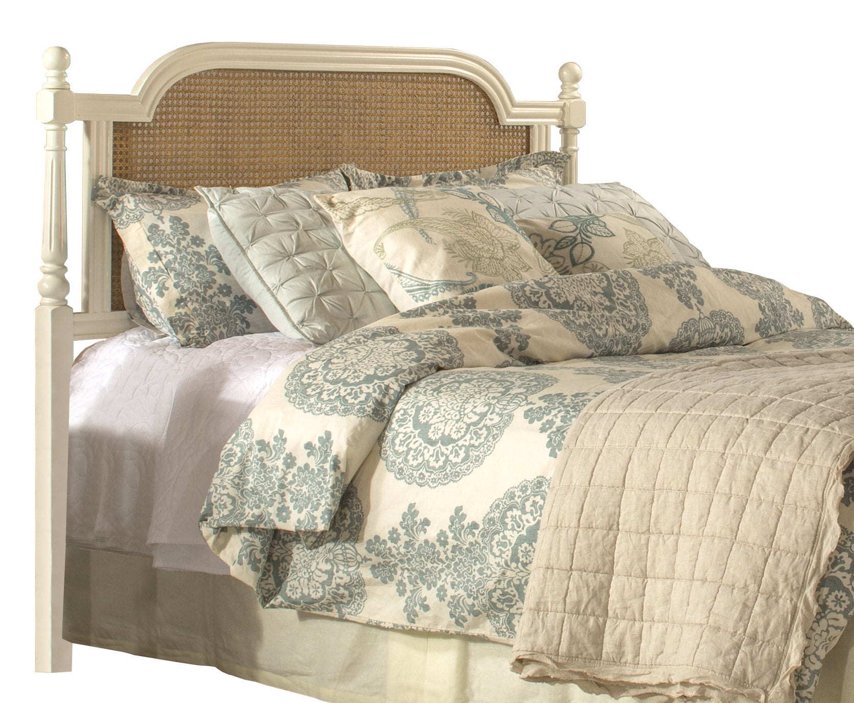 Hillsdale Furniture Melanie Wood and Cane Queen Headboard, White