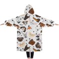 thumbnail image 2 of Oversized Wearable Blanket Hoodie,Dachshund Dog Boston Terrier Dog Sherpa Blanket Hoodie with Super Pockets,Super Warm Fuzzy Pullover for Women & Men, 2 of 6