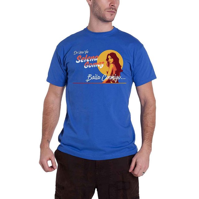 Selena Gomez - Camiseta Mural de Algodón para Adultos Unisex (Azul Real)