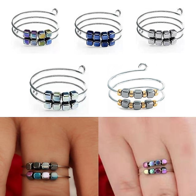 Alivio de la ansiedad Anillo abierto ajustable Anillos para el pulgar Anillo de ansiedad Cubo giratorio
