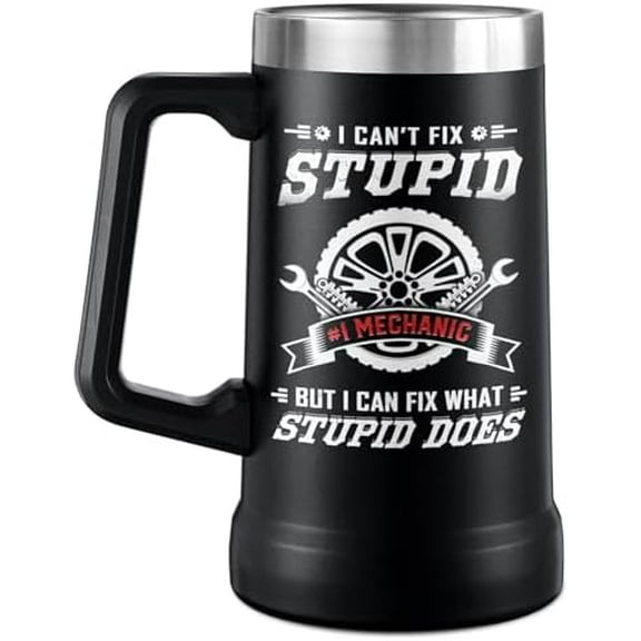 Mechanic Gifts for Men - Cool Christmas, Birthday Gift for Mechanic - Car Gifts For Men - Auto Machine Gift For Car Guys - Machinist Beer Stein, Mug for Man Unique - Best 24oz Beer Sten for Craftsman