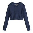 thumbnail image 5 of UQJfacai Girls Cropped Hoodie Y2k Fleece Pullover Sweatshirts with Pocket Kids Fall Winter Casual Long Sleeve Crop Tops 4-12 Years, 5 of 8