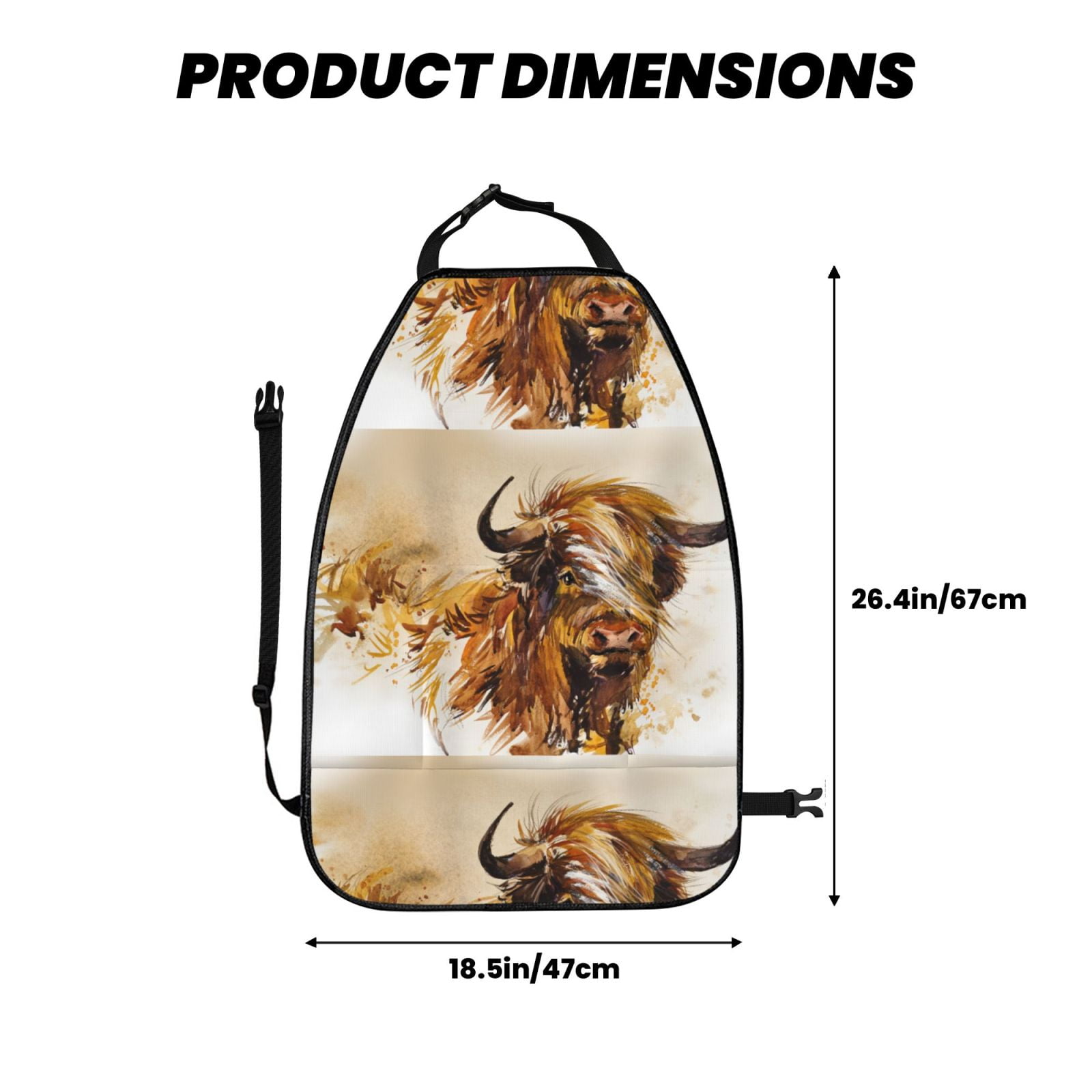 Xecao Yak Pattern Car Seat Back Protector 2 Pack Large Capacity Pocket, Kick Mats Back Seat Protector