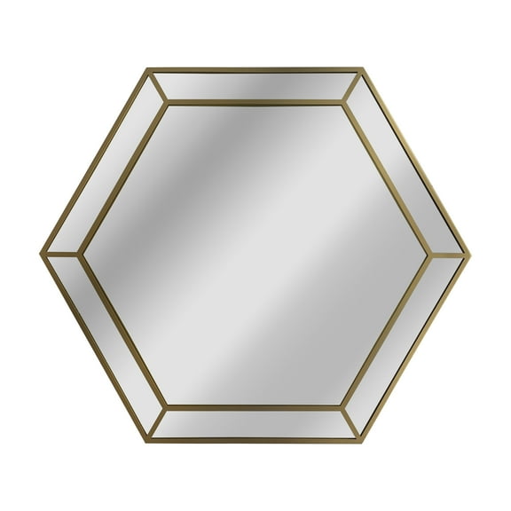 RADIANCE Goods Golden Finish Hexagon Framed Wall Mirror 30" Width
