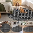 thumbnail image 6 of Abstract Leaf Round Living Room Rugs 6 ft, Abstract Geometric Black White Leaves Plant Shape Washable Area Rug with Non-Slip Sturdy Edge Binding Round Carpet for Kitchen Office Bedroom, 6 of 9