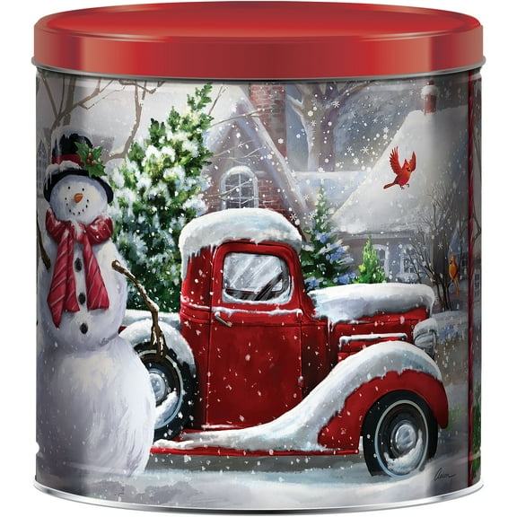 Great Value Christmas Popcorn Tin, Snowman and Truck, Assorted Popcorn, 21 ounces