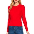 thumbnail image 5 of Made by Olivia Women's Solid Long Sleeve Crew Neck Fitted Ribbed Sweater Top, 5 of 7