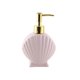 thumbnail image 1 of Dispensador de jabón de baño de cerámica de 280 ml con cabezal de bomba plateado Dispensador de jabón en forma de concha Dispensador de jabón líquido for encimera de baño, 1 of 6