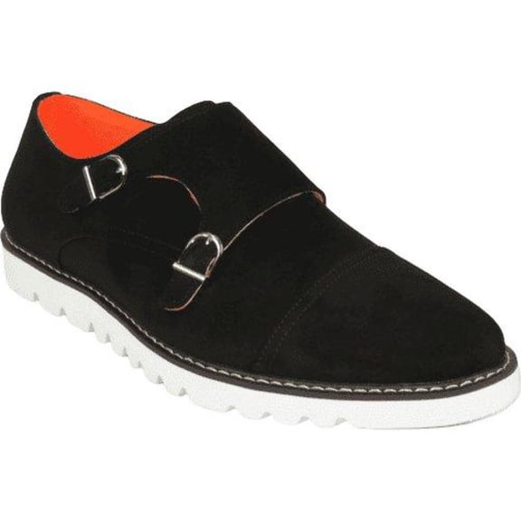 Men Tayno Dressy Casual Soft Suede Comfortable Double Buckle #Freshman Black
