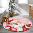 thumbnail image 3 of Round Rugs 3.3Ft, Pink Red Santa Christmas Round Area Rug Washable Indoor Throw Carpet, Xmas Snowflake Watercolor Soft Non Slip Circle Rug for Laundry Room Patio Home Decor Aesthetic, 3 of 8