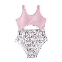 GYRATEDREAM Kid Girls One Piece Swimsuits Teen Print Halter Bathing Suits Summer Swimwear for 8-14 Years