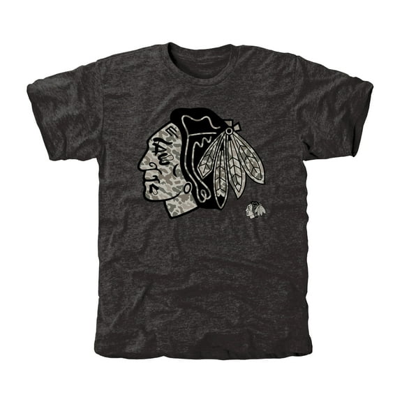 Men's Chicago Blackhawks Black Rink Warrior Tri-Blend T-Shirt