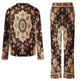 thumbnail image 6 of Floral Patterned Square Womens Pyjamas Set Button Up Pyjamas Womens with Long Sleeve Top And Wide Leg Pants V-neck Loungewear Sets, 6 of 9
