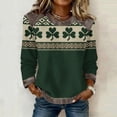 thumbnail image 2 of Womens Plus Size St Patricks Day Sweatshirts Long Sleeve Crew Neck Green Printed Patchwork Causal Loose Tops (3XL, Green R), 2 of 4