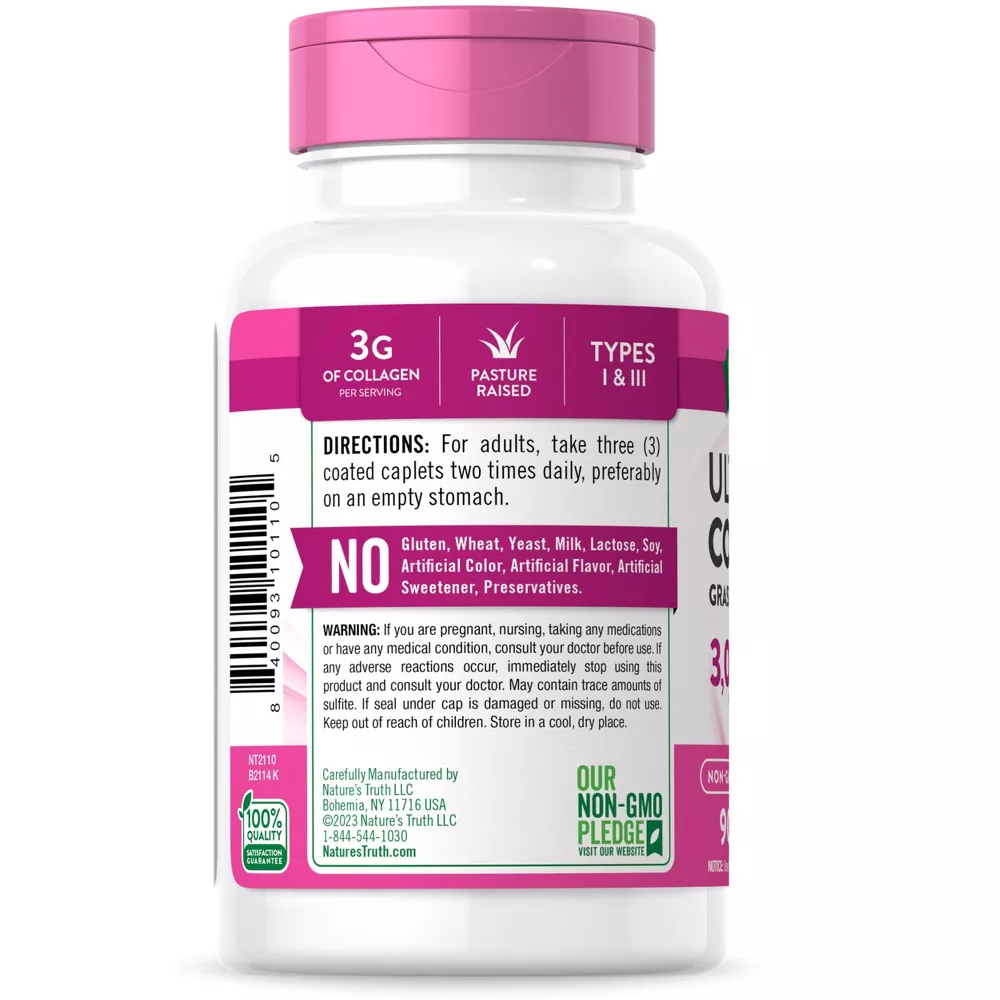Nature's Truth Hydrolyzed Collagen Dietary Supplement Caplets, 90 Ea (Pack of 3)