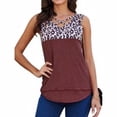 thumbnail image 2 of Camiseta sin mangas con cuello en V y estampado de leopardo Camiseta sin mangas de verano para mujer, rojo vino, M Inevent AP002393-17, 2 of 7