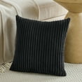 thumbnail image 2 of Fancy Homi Set of 2 Black Boho Decorative Throw Pillow Covers 18x18 Inch for Couch Bed Sofa, Aesthetic Modern Farmhouse Room Decor, Soft Fuzzy Fluffy Cozy Corduroy Textured Cushion Case 45x45cm, 2 of 8