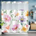 thumbnail image 6 of Spring Floral No Hooks Shower Curtain with Snap-in Liner Romantic Gradient Pink Yellow Purple Flowers Farmhouse Shower Curtains for Bathroom, Waterproof, Easy Install, Washable 66"x72", 6 of 9
