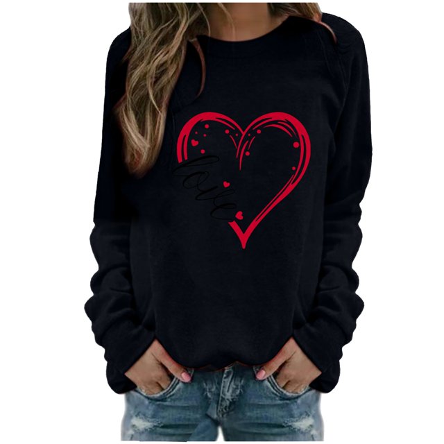 Chandails à Capuchon Graphiques pour Femmes Col Rond Manches Longues Imprimé Décontracté Ample Chandail Molletonné T-Shirt Blouse Hauts d'Automne