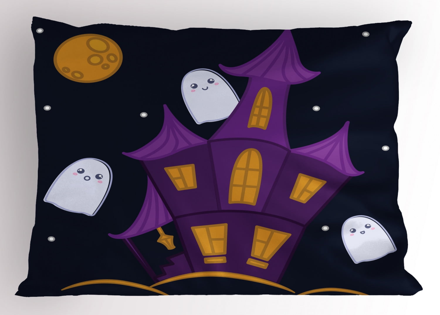 Ghost Pillow Sham, Dark Night Haunted House with Ghosts Halloween