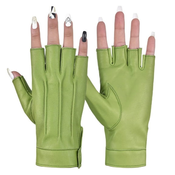 Genuine Leather Women Half Finger Dress Gloves