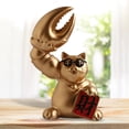 thumbnail image 4 of Figura de gato de la suerte con brazo gigante creativo, mesa, buena fortuna, pinzas de cangrejo Maneki Neko Oro, 4 of 8