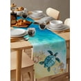thumbnail image 6 of Teal Blue Coastal Table Runner Cotton Linen 108 Inch Holiday Dresser Scarves, Summer Beach Turtle Nautical Tablerunner for Kitchen Coffee Dining Bedroom Living Room Dinner Scarf Décor 13''x108'', 6 of 9