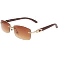 thumbnail image 1 of GFDYREE Flawless Slim Dean Rimless Sunglasses Rectangular Metal & Wood Art Glasses, 1 of 4