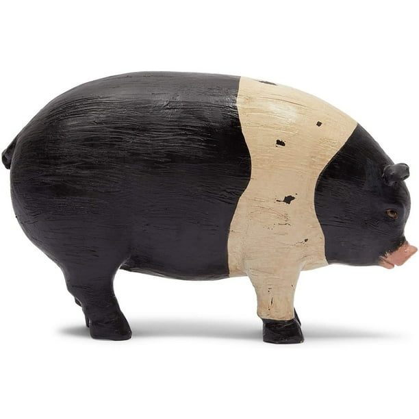 Rustic Farm Animal Decor Pig Figurine Resin Statue 8.4"x2.8"x5.2