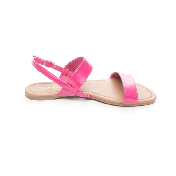 Soho Shoes Women's Ankle Strap Open Toe Patent Leather Flat Sandals