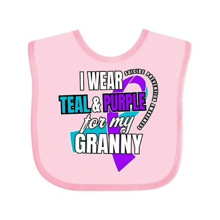 

Inktastic Suicide Prevention I Wear Teal and Purple for My Granny Gift Baby Boy or Baby Girl Bib